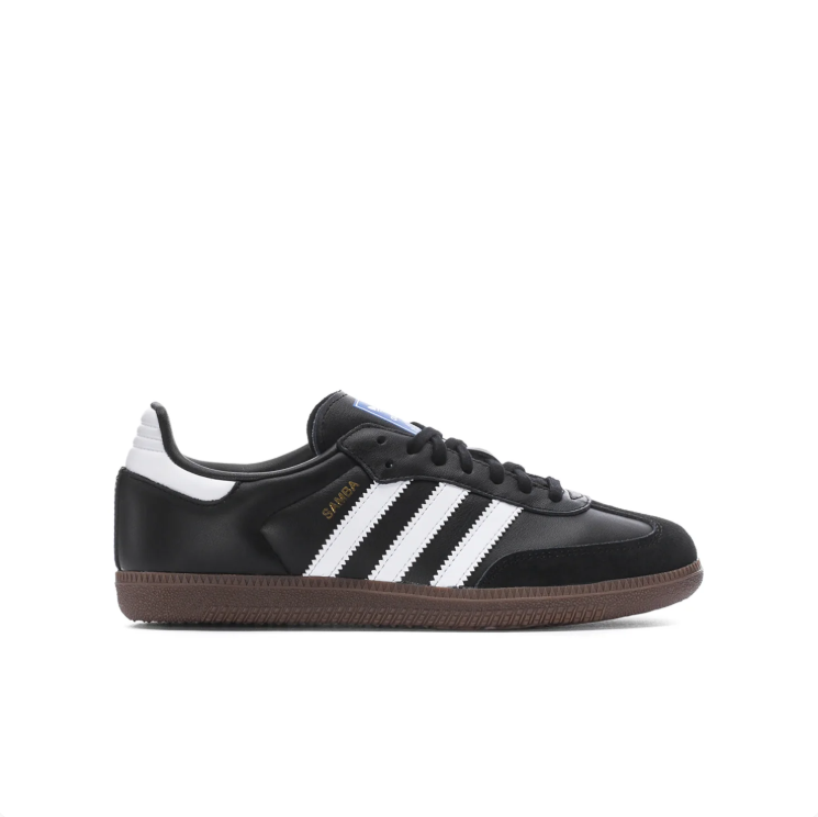adidas Samba Black and White Sneakers with Blue Tongue Label