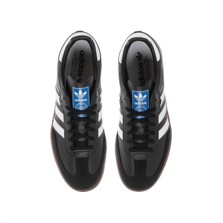 adidas Samba Black and White Sneakers with Blue Tongue Label