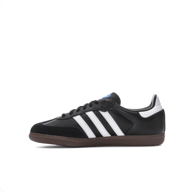 adidas Samba Black and White Sneakers with Blue Tongue Label