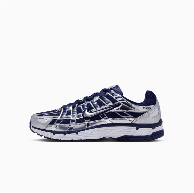 Nike P-6000 Navy and Metallic Silver Sneakers