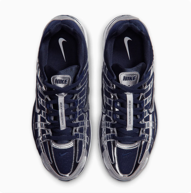 Nike P-6000 Navy and Metallic Silver Sneakers