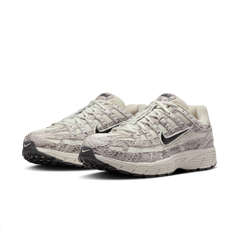 Nike P-6000 Cream and Grey Snake-Print Sneakers