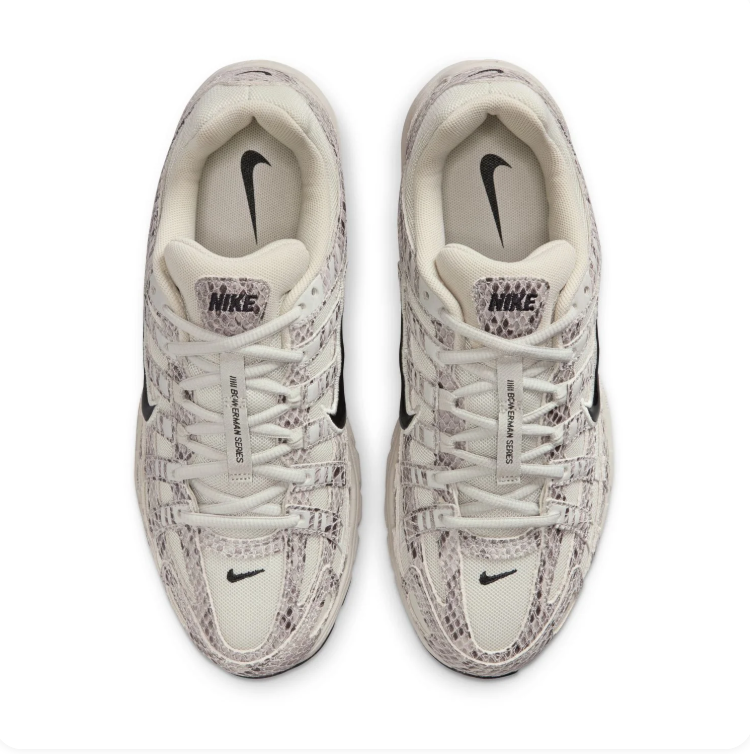 Nike P-6000 Cream and Grey Snake-Print Sneakers