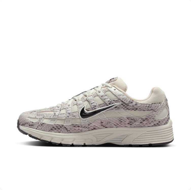 Nike P-6000 Cream and Grey Snake-Print Sneakers