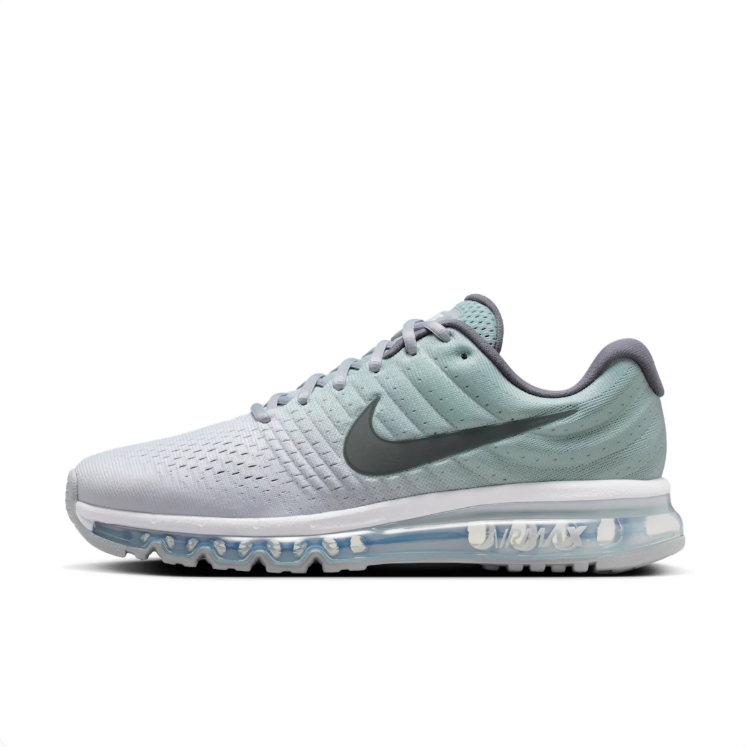 Nike Light Grey and Mint Sneakers with Full-Length Visible Air Sole