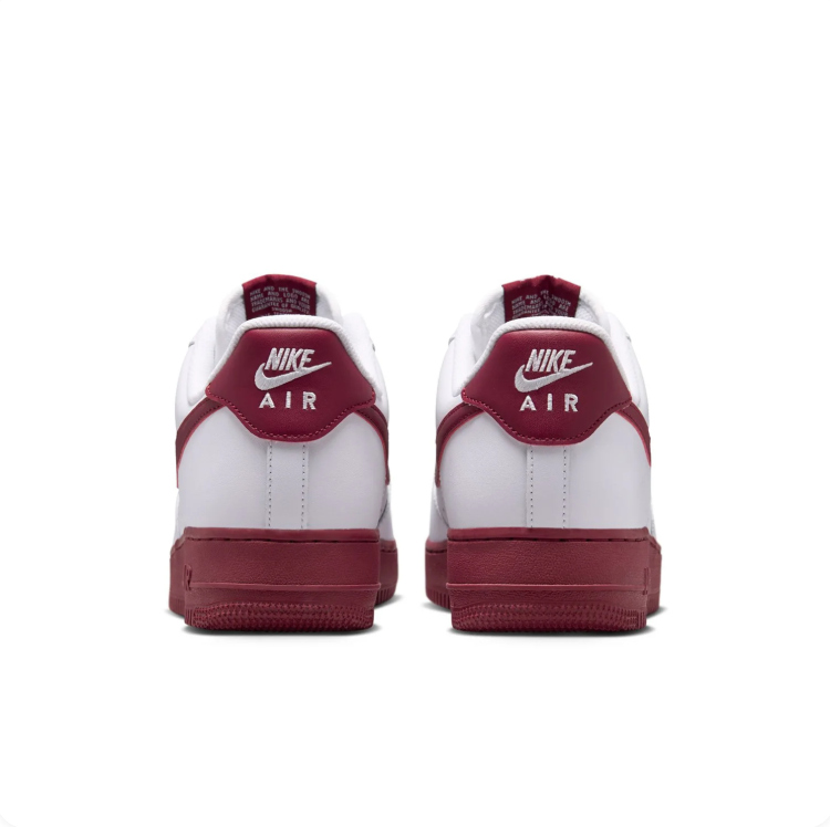 Nike Air Force 1 White and Burgundy Low-Top Sneakers