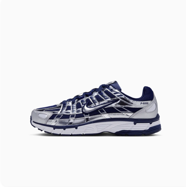 Nike P-6000 Navy and Metallic Silver Sneakers