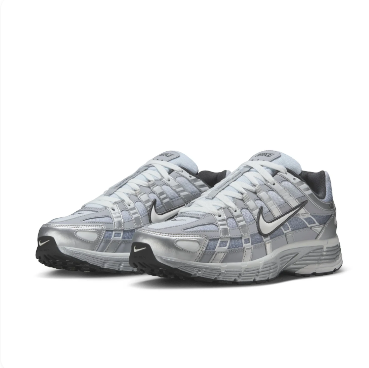 Nike P-6000 Light Grey and Metallic Silver Sneakers