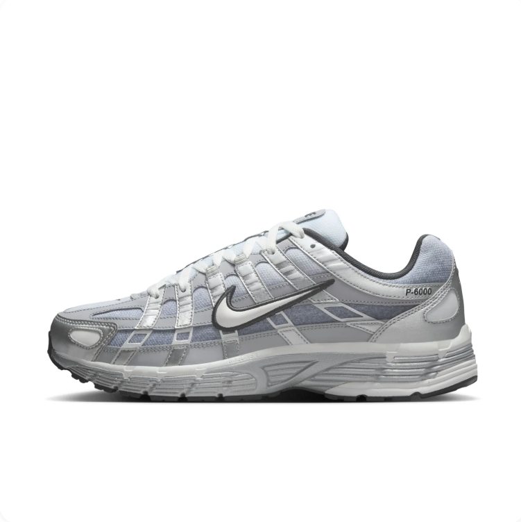 Nike P-6000 Light Grey and Metallic Silver Sneakers