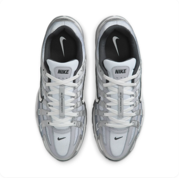 Nike P-6000 Light Grey and Metallic Silver Sneakers