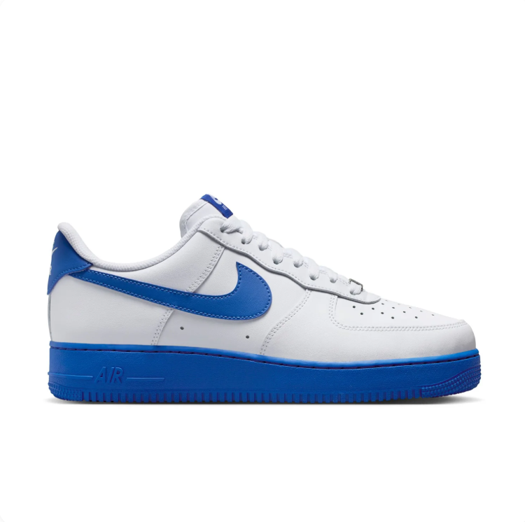 Nike Air Force 1 White and Royal Blue Low-Top Sneakers