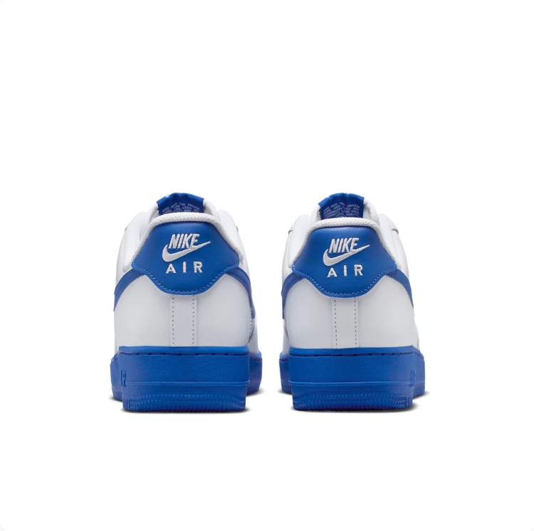 Nike Air Force 1 White and Royal Blue Low-Top Sneakers