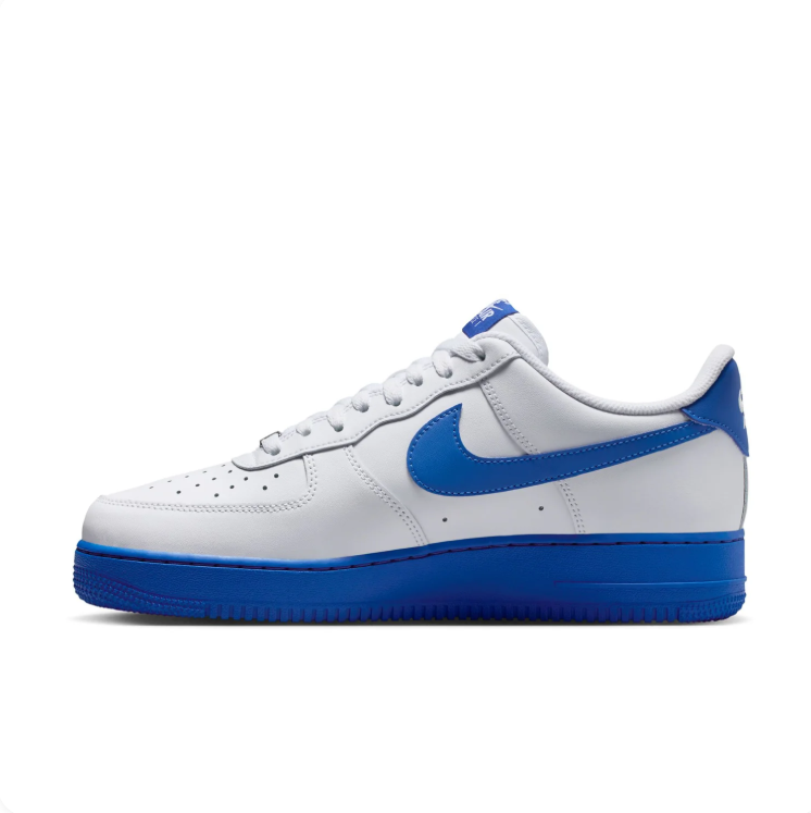 Nike Air Force 1 White and Royal Blue Low-Top Sneakers