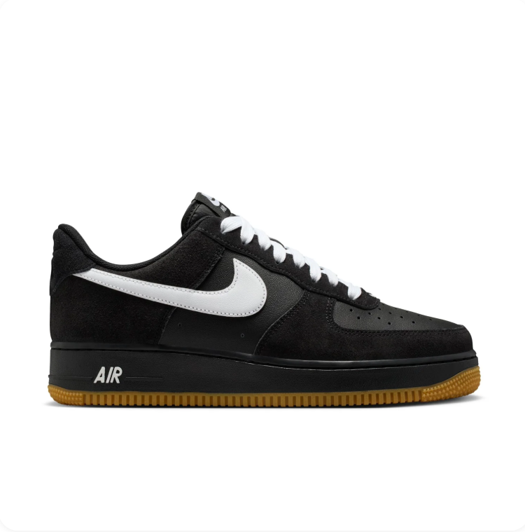 Nike Air Force 1 Black and White Gum-Sole Sneakers