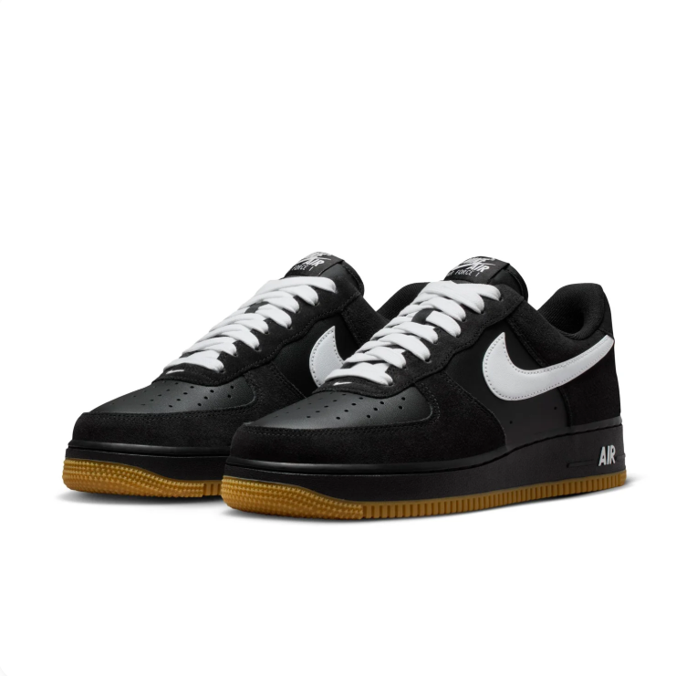 Nike Air Force 1 Black and White Gum-Sole Sneakers