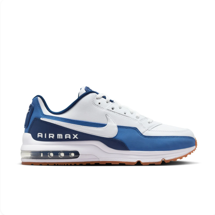 Nike Air Max White and Blue Gum-Sole Sneakers