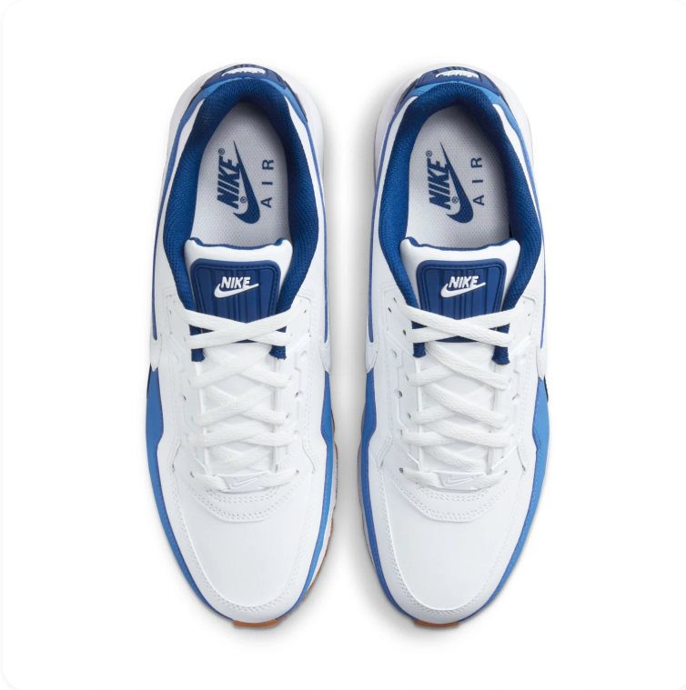 Nike Air Max White and Blue Gum-Sole Sneakers