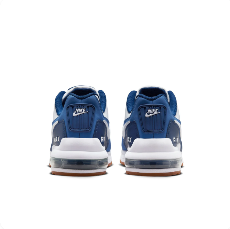 Nike Air Max White and Blue Gum-Sole Sneakers