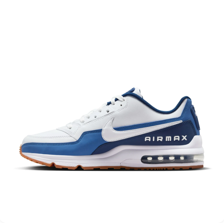 Nike Air Max White and Blue Gum-Sole Sneakers