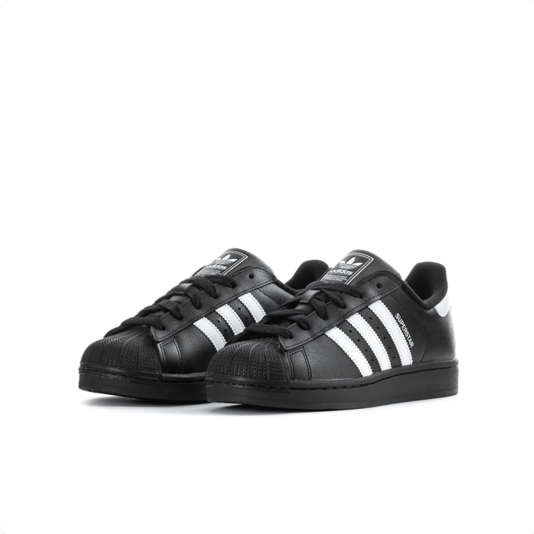 adidas Superstar Black Sneakers with White Stripes