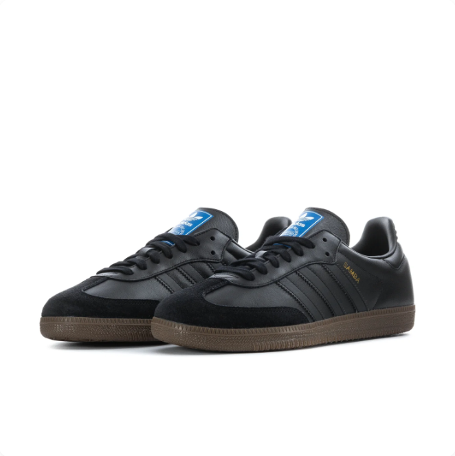 adidas Samba Black Low-Top Sneakers | Tonal 3-Stripes & Brown Sole