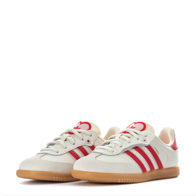 adidas Samba Cream & Red Sneakers | Heart Details & Gum-Colored Sole