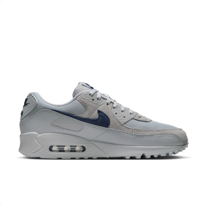 Nike Light Grey & Navy Low-Top Sneakers | Mesh Panels & Visible Air Heel