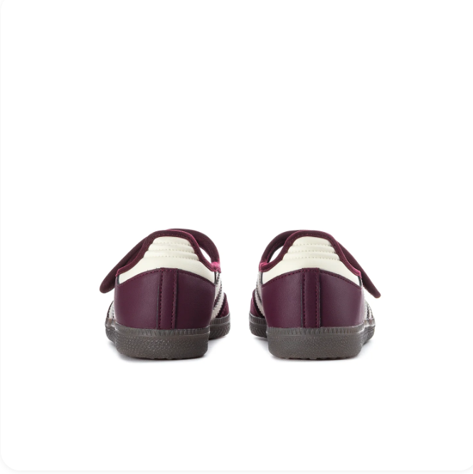 adidas Samba Burgundy Mary Jane Shoes | Cream 3-Stripes & Strap Detail