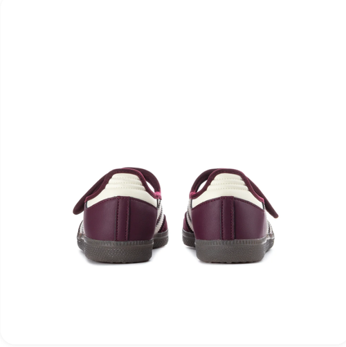 adidas Samba Burgundy Mary Jane Shoes | Cream 3-Stripes & Strap Detail