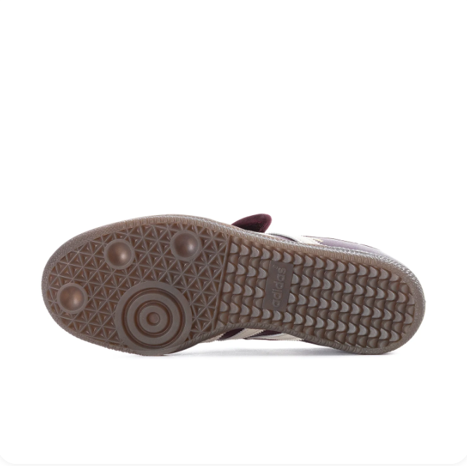 adidas Samba Burgundy Mary Jane Shoes | Cream 3-Stripes & Strap Detail
