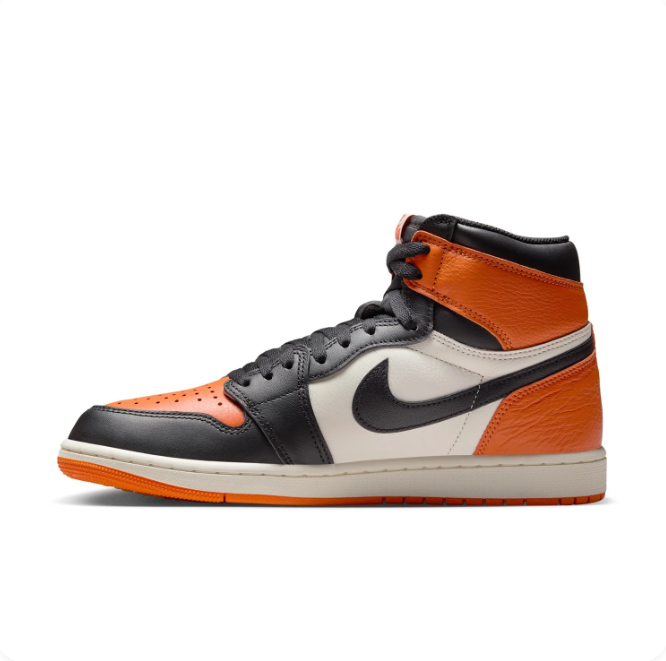Air Jordan Orange, Black & Cream High-Top Sneakers | Wings Logo
