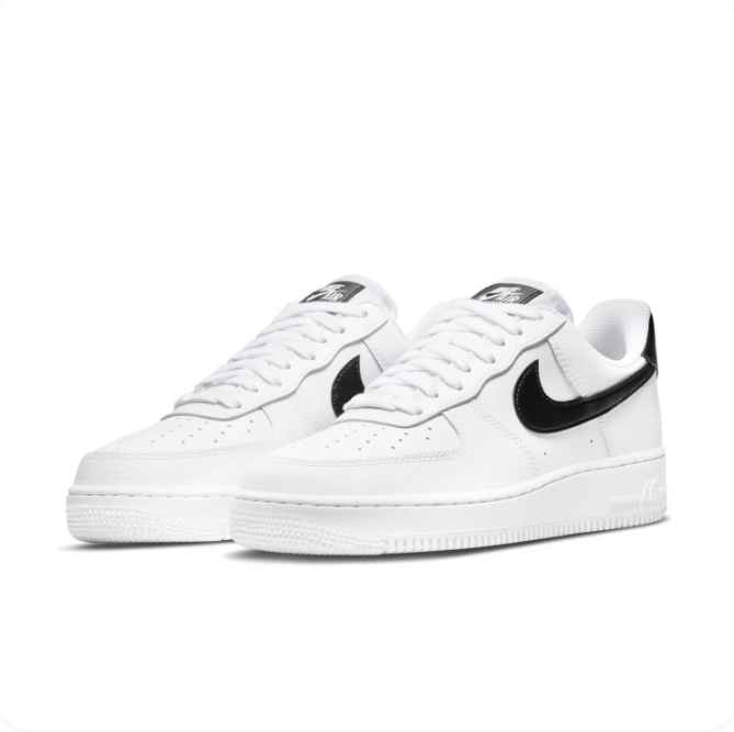 Nike Air Force 1 White & Black Low-Top Sneakers | Black Swoosh