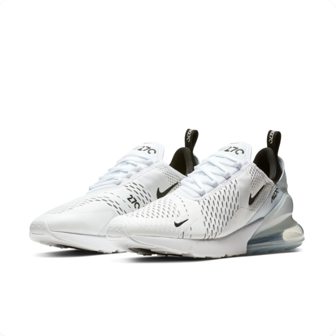 Nike Air Max 270 White & Black Sneakers | Mesh Upper & Visible Air Heel