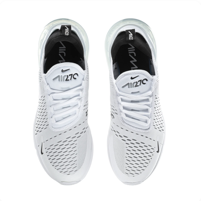 Nike Air Max 270 White & Black Sneakers | Mesh Upper & Visible Air Heel