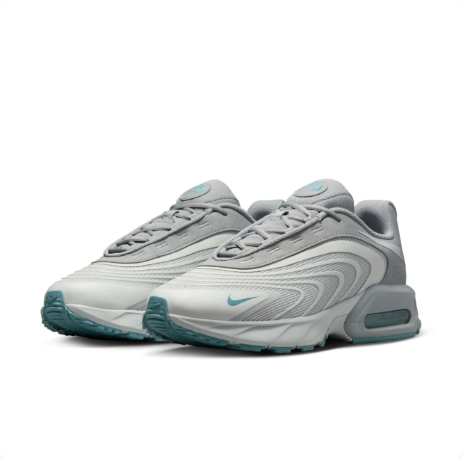 Nike Grey & Teal Low-Top Sneakers | Wave Panels & Visible Air Heel
