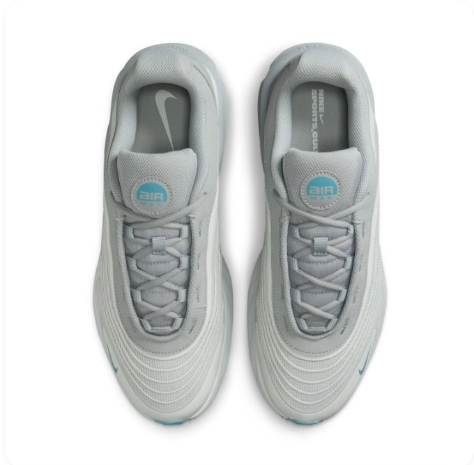 Nike Grey & Teal Low-Top Sneakers | Wave Panels & Visible Air Heel