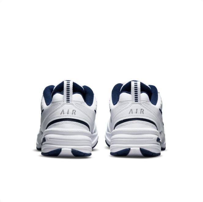 Nike Air Monarch IV White & Navy Sneakers | Layered Upper & Chunky Sole