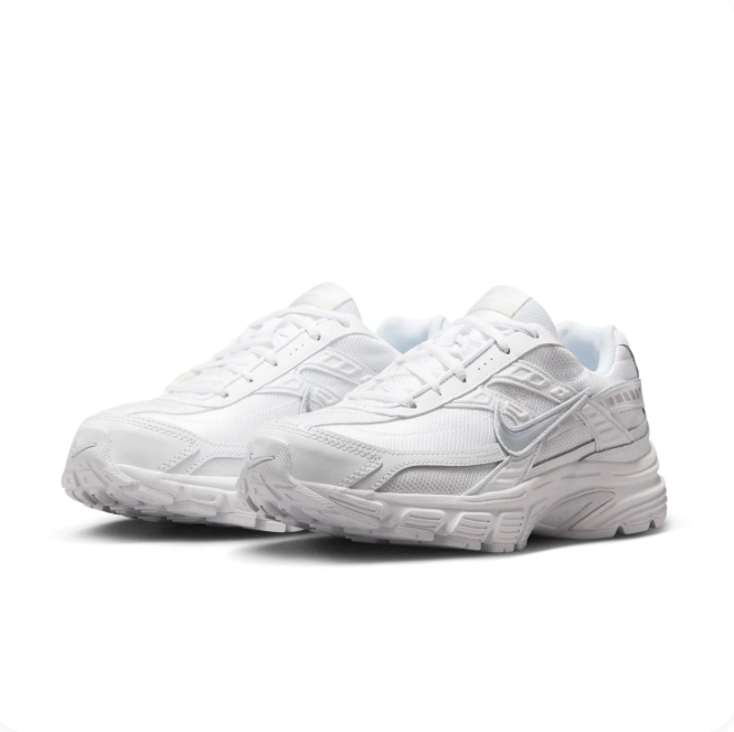 Nike White & Silver Low-Top Sneakers | Mesh Panels & Chunky Sole
