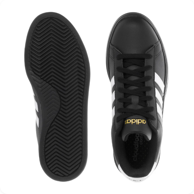 adidas Black & White Low-Top Sneakers | Three Stripes & Black Sole