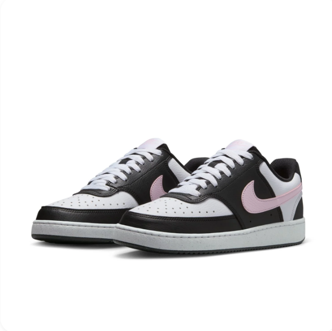 Nike Black & White Low-Top Sneakers | Light Pink Swoosh