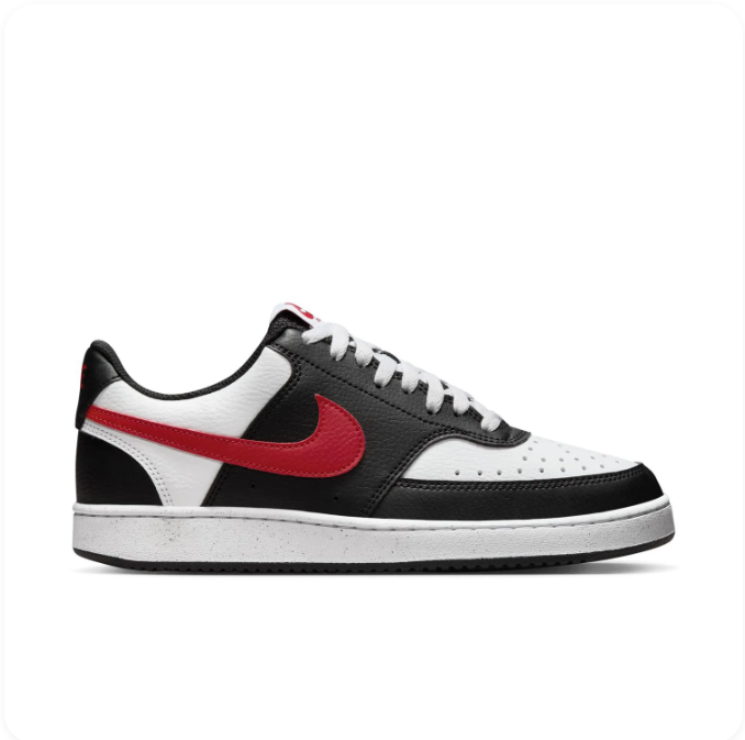 Nike Black & White Low-Top Sneakers | Red Swoosh