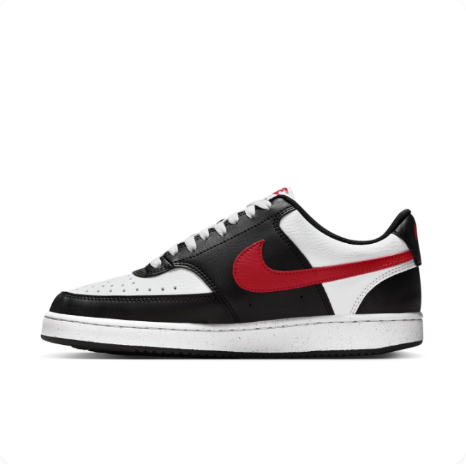 Nike Black & White Low-Top Sneakers | Red Swoosh