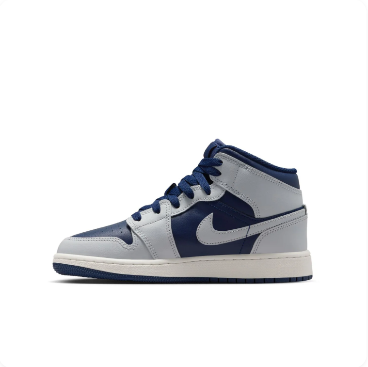 Air Jordan Navy & Light Grey Mid-Top Sneakers | Red Jumpman Details