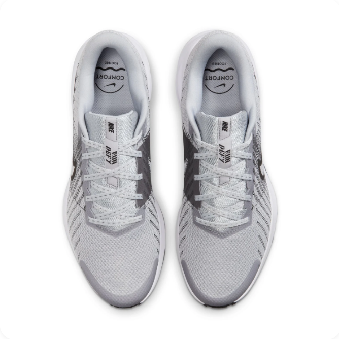 Nike Light Grey Low-Top Sneakers | Black Swoosh Details & White Sole