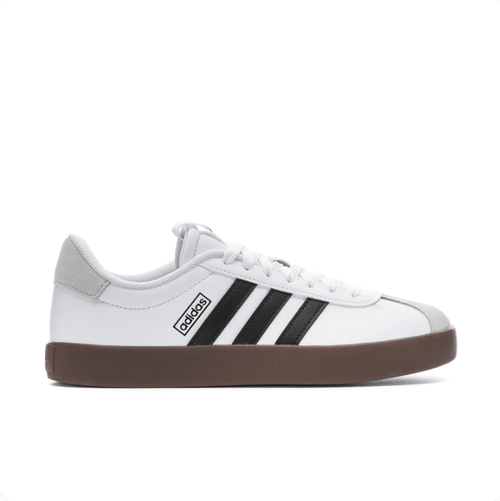 adidas White & Black Low-Top Sneakers | Grey Toe Detail & Brown Sole