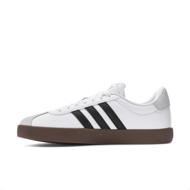 adidas White & Black Low-Top Sneakers | Grey Toe Detail & Brown Sole