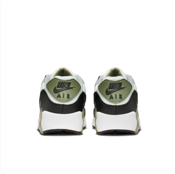 Nike White, Grey & Olive Low-Top Sneakers | Visible Heel Window
