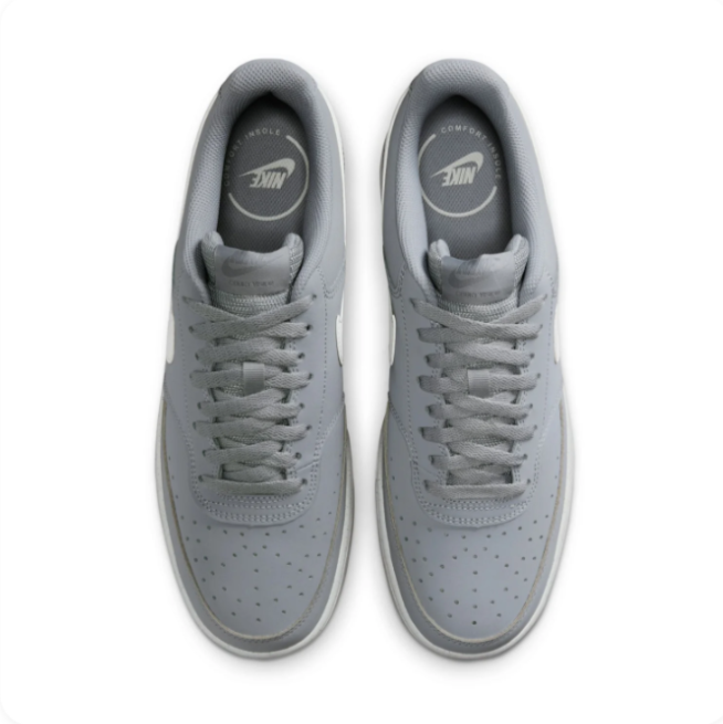 Nike Light Grey Low-Top Sneakers | White Swoosh & Perforated Toe