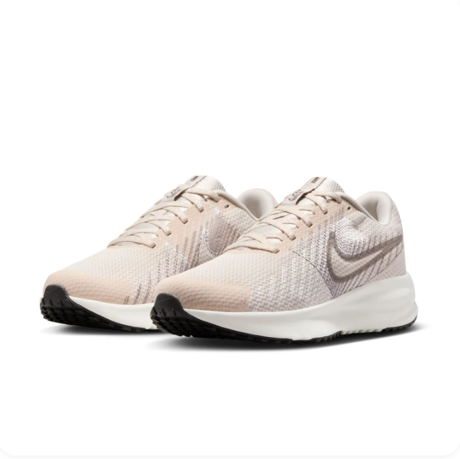 Nike Light Beige Low-Top Sneakers | Grey Swoosh & White Midsole