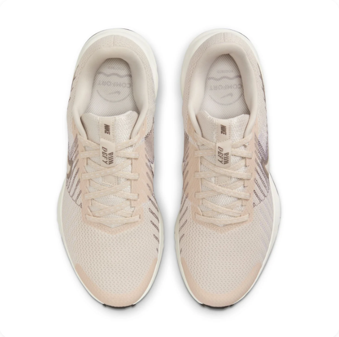 Nike Light Beige Low-Top Sneakers | Grey Swoosh & White Midsole